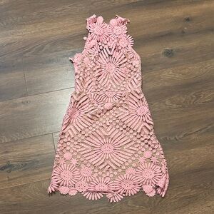 SAYLOR Free People Pink Floral Crochet Mini Dress